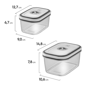 Jogo 12 Potes Herméticos de Plástico Cinza Retangular