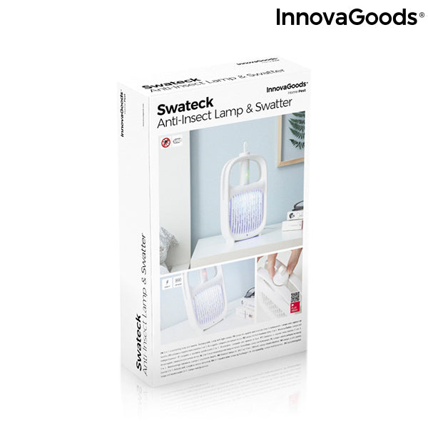 Lámpara Antimosquitos y Raqueta Matainsectos Recargable 2 en 1 Swateck InnovaGoods