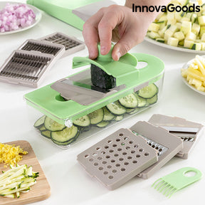 Cortador de Verduras, Rallador y Mandolina con Recetas y Accesorios 7 en 1 Choppie Expert InnovaGoods