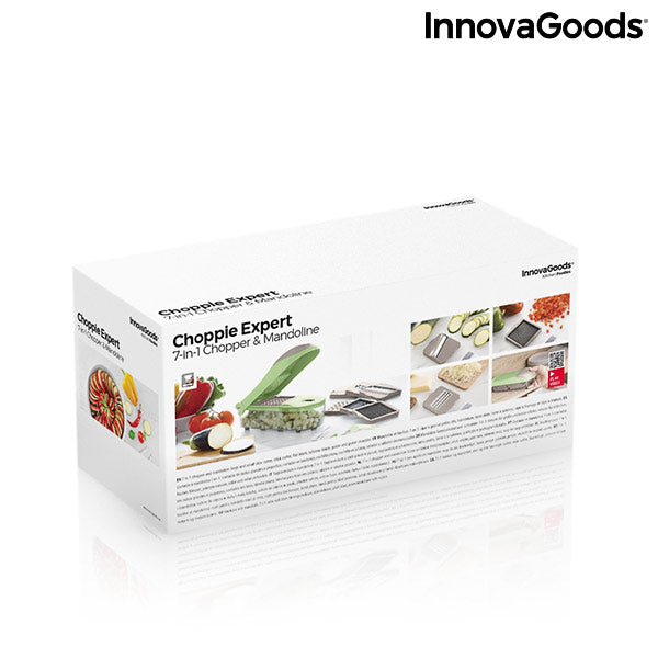 Cortador de Verduras, Rallador y Mandolina con Recetas y Accesorios 7 en 1 Choppie Expert InnovaGoods