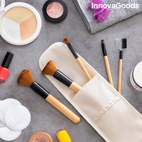 Set de Brochas de Maquillaje de Madera con Funda de Transporte Miset InnovaGoods 5 Piezas