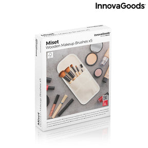 Set de Brochas de Maquillaje de Madera con Funda de Transporte Miset InnovaGoods 5 Piezas