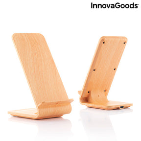 Cargador Inalámbrico Efecto Madera con Soporte Qistan InnovaGoods