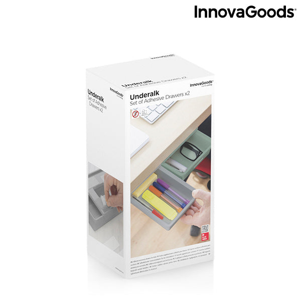 Set de Cajones Auxiliares Adhesivos para Escritorio Underalk InnovaGoods Pack de 2 uds