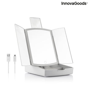 Espejo LED Plegable con Organizador de Maquillaje 3 en 1 Panomir InnovaGoods