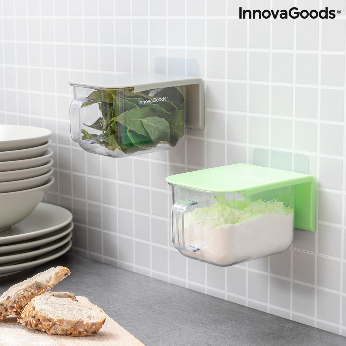 Recipientes de Cocina Adhesivos Extraíbles Handstore InnovaGoods Pack de 2 uds