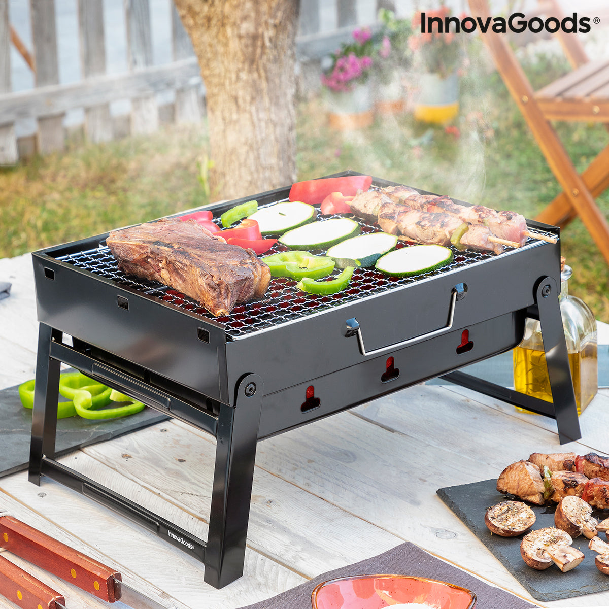 Barbacoa Plegable Portátil para Carbón BearBQ InnovaGoods