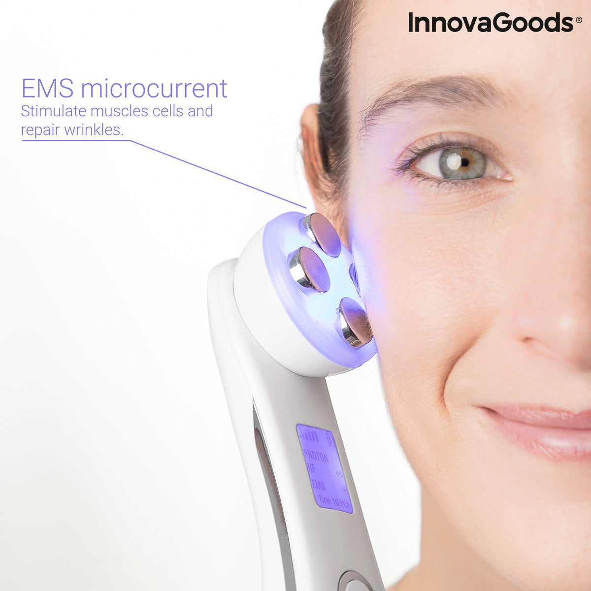 Masajeador Facial con Radiofrecuencia, Fototerapia y Electroestimulación Wace InnovaGoods 