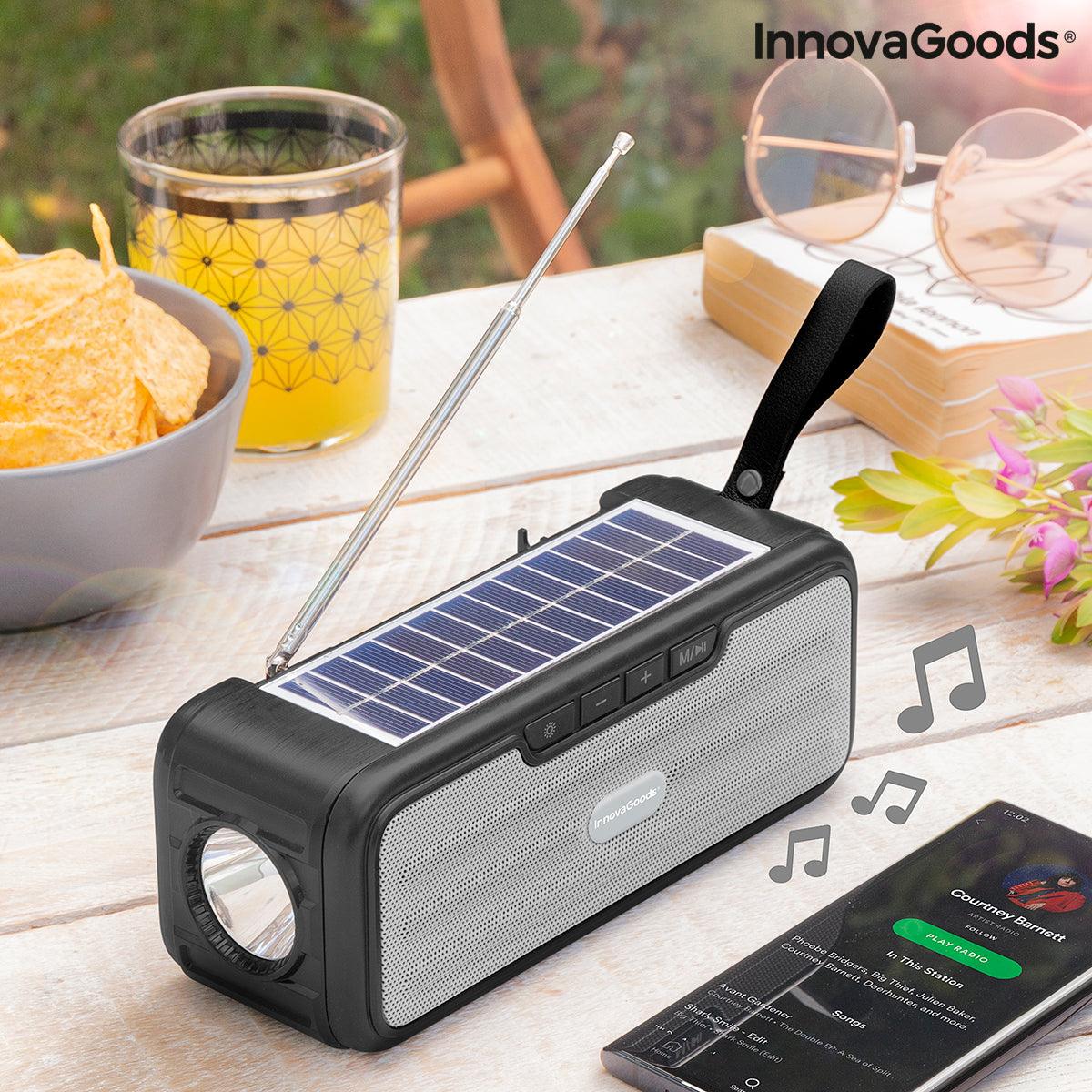 Altavoz inalámbrico con carga solar y linterna LED Sunker InnovaGoods 