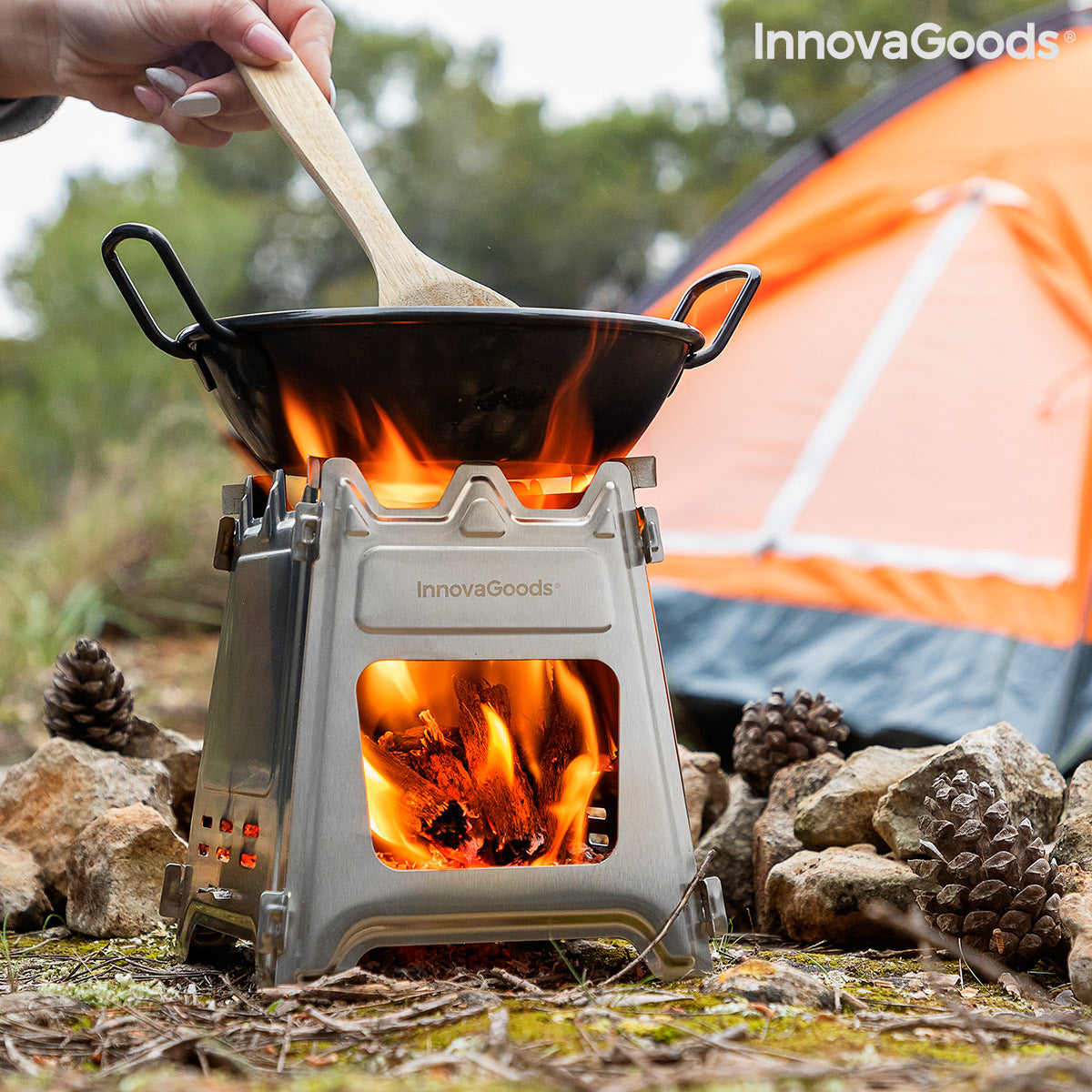 Bocina de Acero Desmontable para Camping Flamet InnovaGoods 