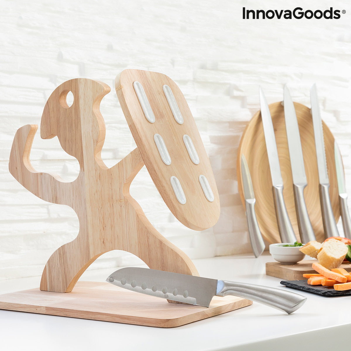 Set de Cuchillos con Soporte de Madera Spartan InnovaGoods 7 Piezas