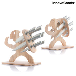 Set de Cuchillos con Soporte de Madera Spartan InnovaGoods 7 Piezas