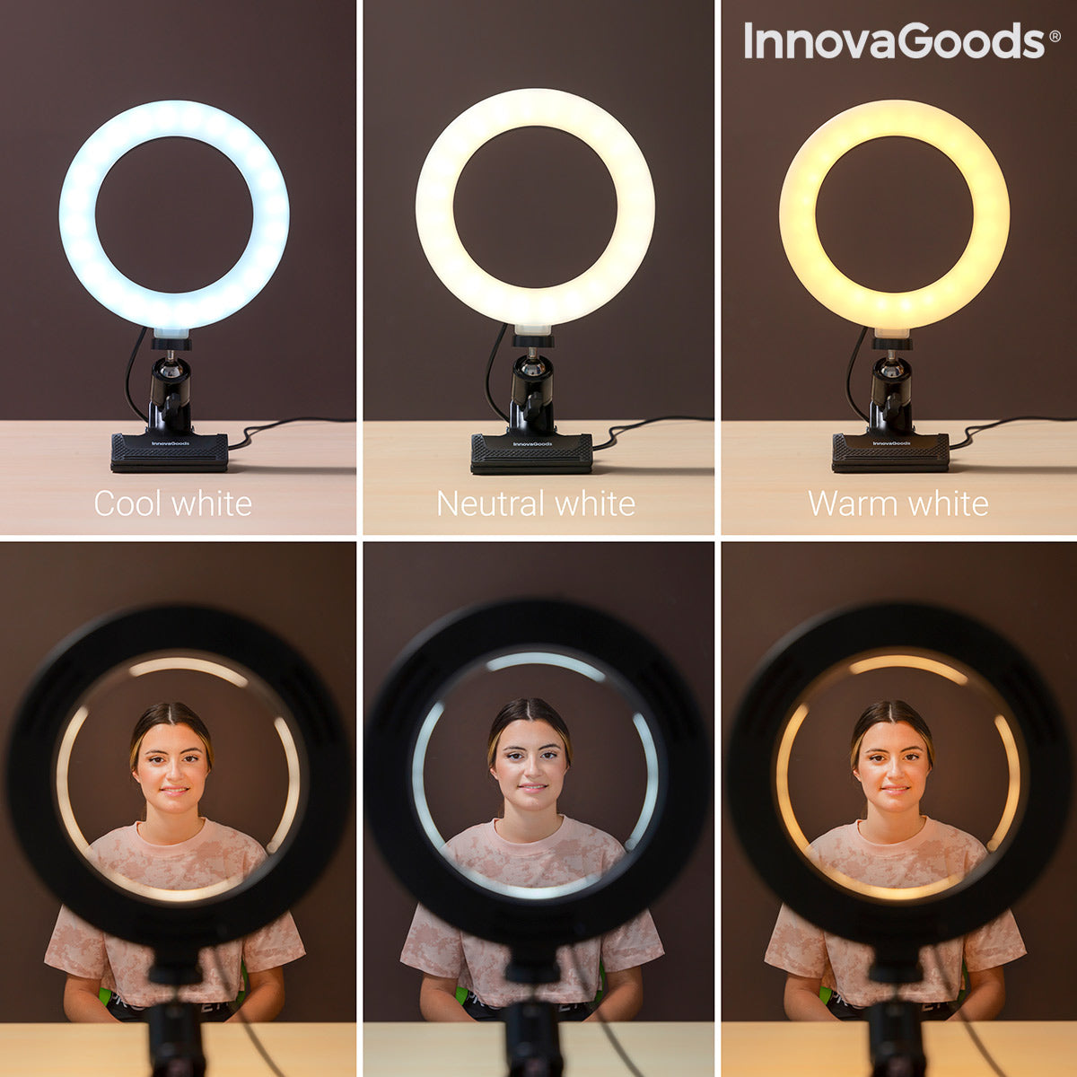 Aro de Luz Selfie con Pinza de Soporte Lumahoop InnovaGoods