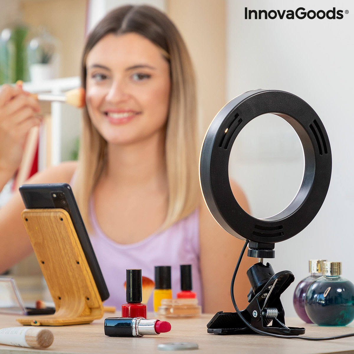 Aro de Luz Selfie con Pinza de Soporte Lumahoop InnovaGoods