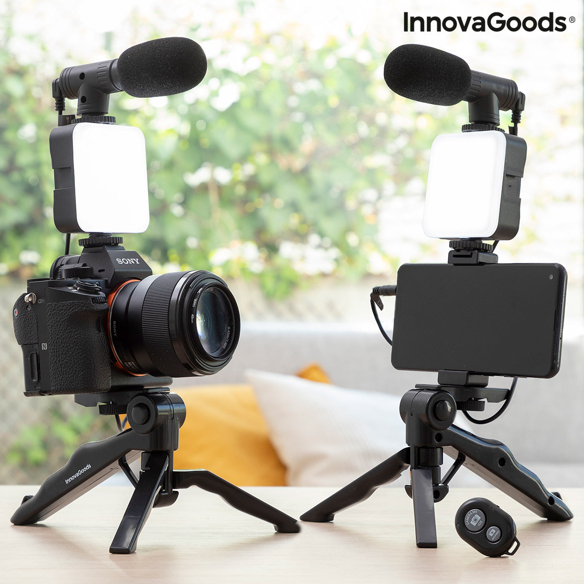 Kit Vlogging con Luz, Micrófono y Mando Plodni InnovaGoods 6 Piezas