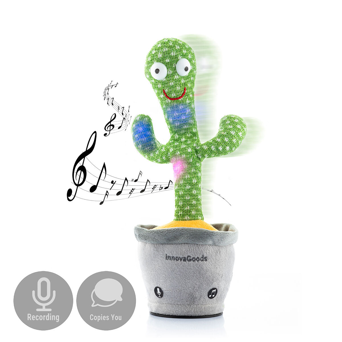 Cactus Bailarín Parlanchín con Música y LED Multicolor Pinxi InnovaGoods