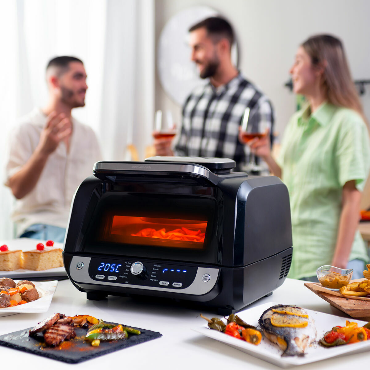 Freidora de Aire con Grill, Accesorios y Recetario InnovaGoods Air Fryer Fryinn 12-in-1 6000 Negro Acero 6 L 3400 W