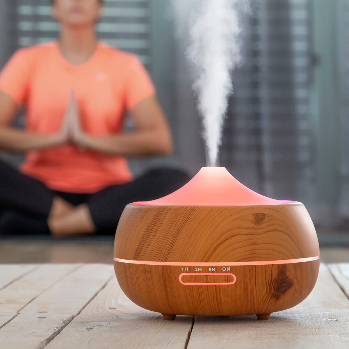 Humidificador Difusor de Aroma LED Efecto Madera InnovaGoods 