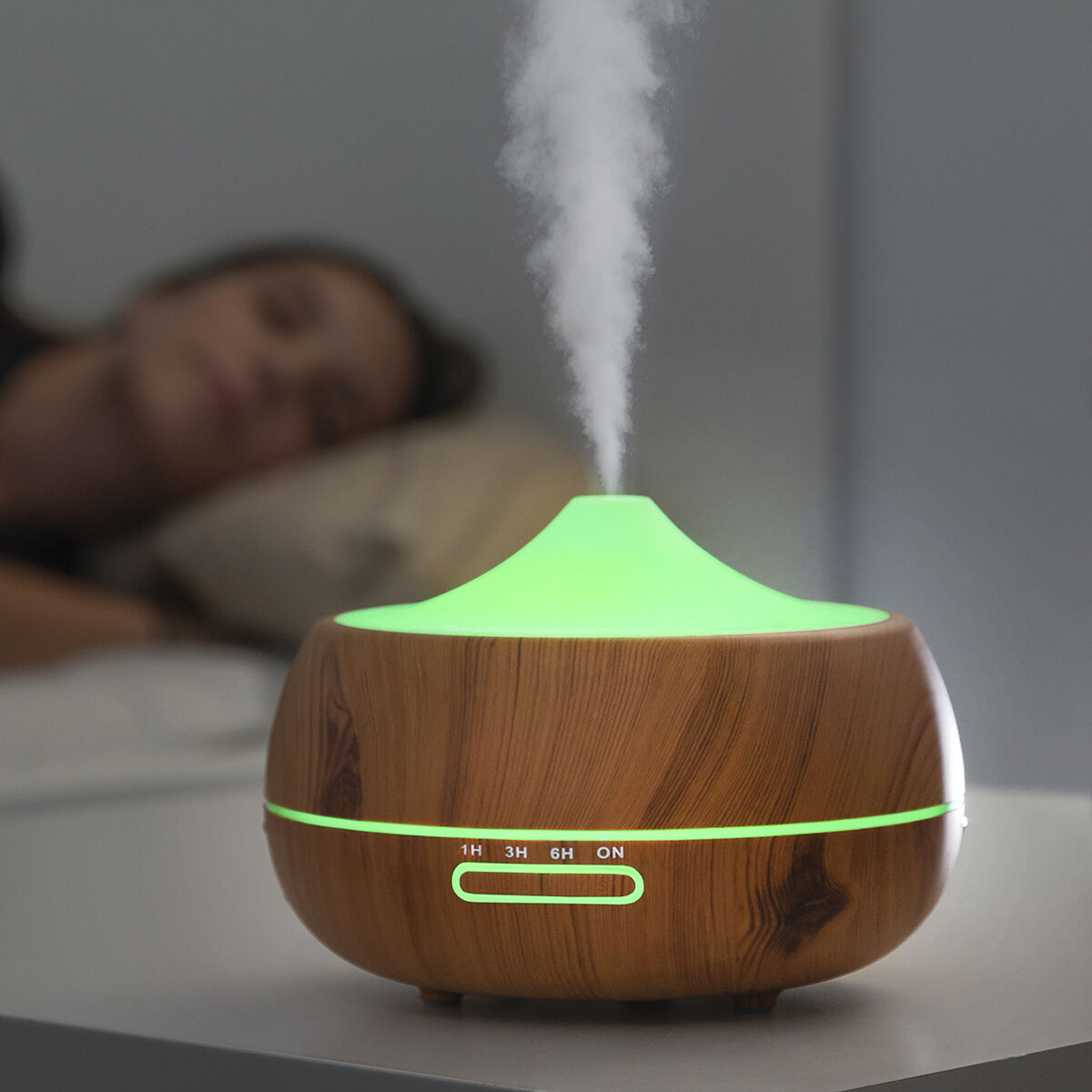 Humidificador Difusor de Aroma LED Efecto Madera InnovaGoods 