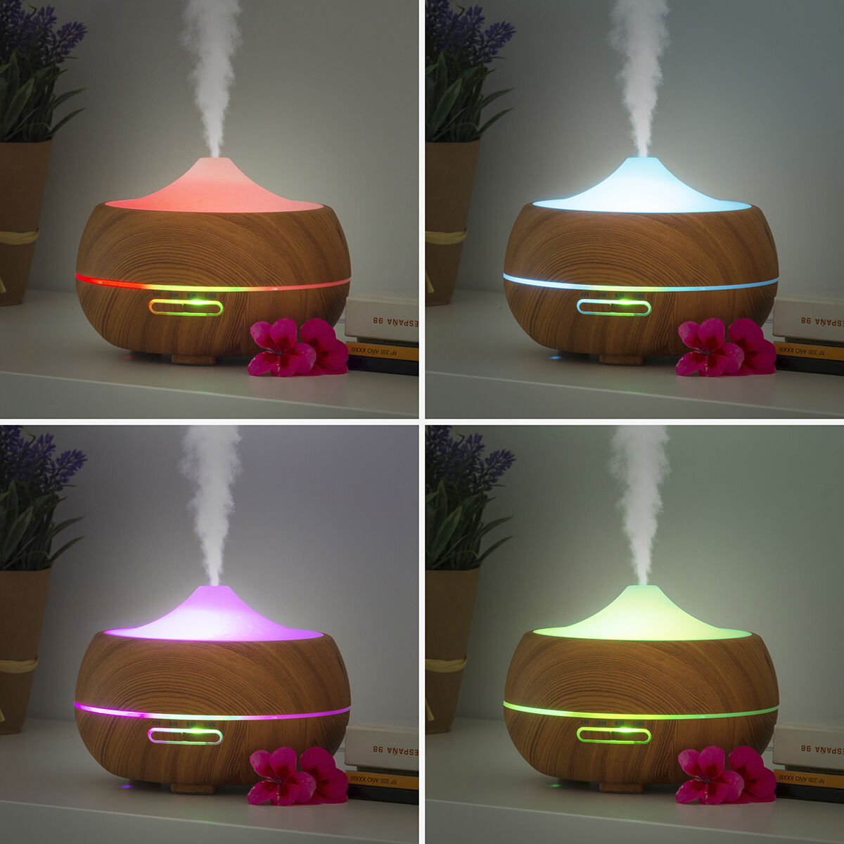 Humidificador Difusor de Aroma LED Efecto Madera InnovaGoods 