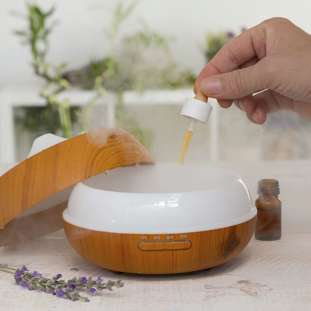 Humidificador Difusor de Aroma LED Efecto Madera InnovaGoods 