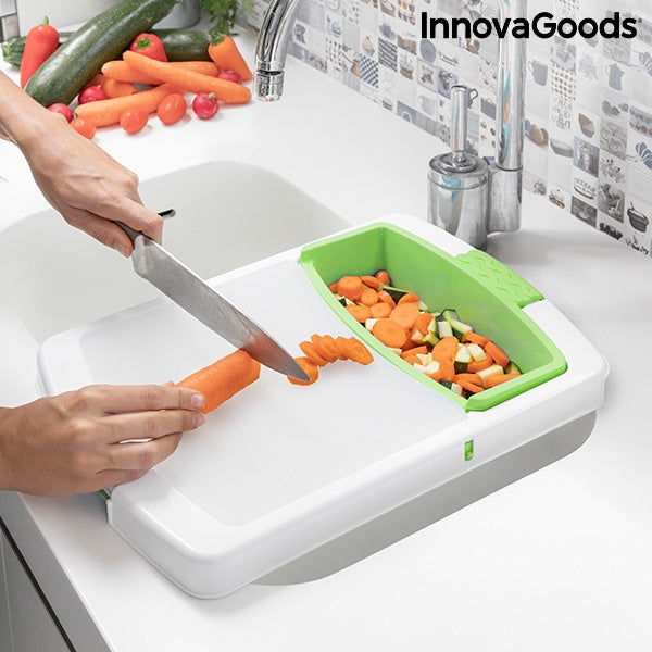 Tabla de Cortar Extensible con Bandeja, Contenedor y Escurridor 3 en 1 PractiCut InnovaGoods